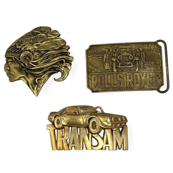 Lot of Vintage 1970s Automotive
Brass Belt Buckles Pontiac Trans Am
Rolls Royce